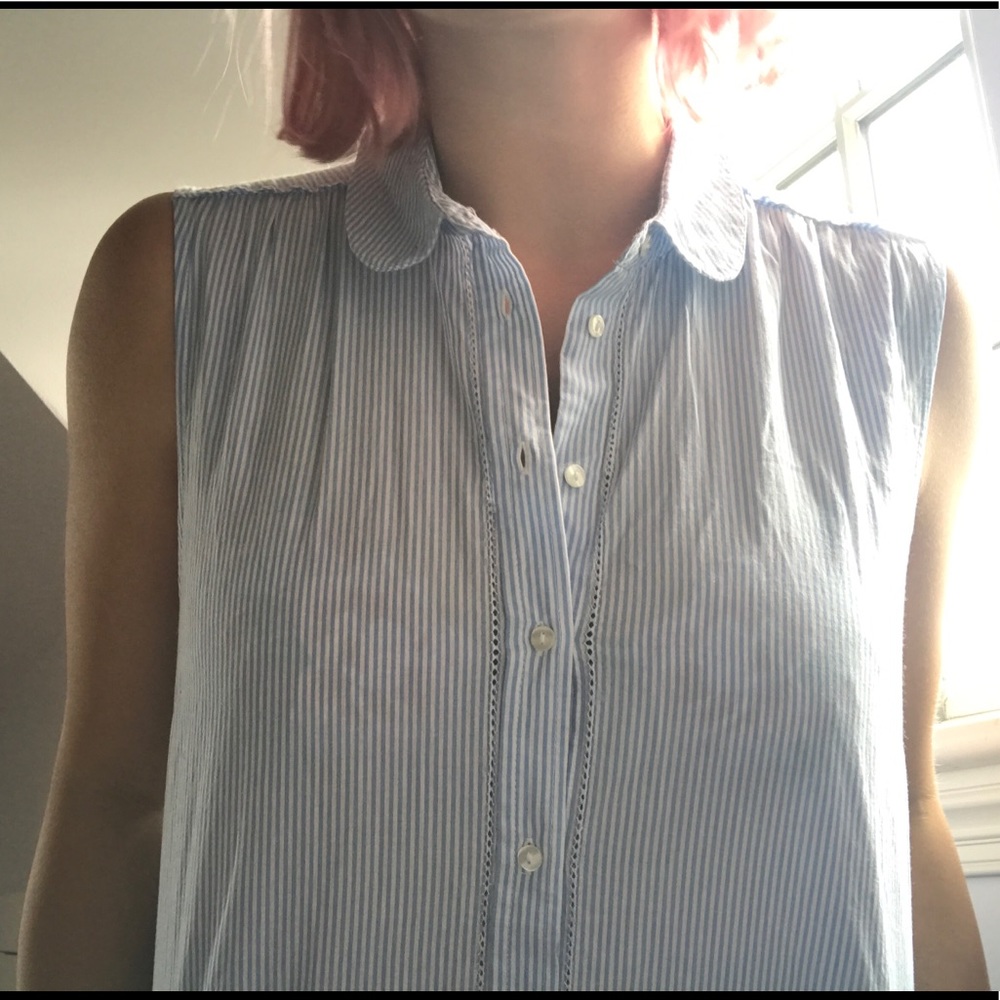 Jack Wills sleeveless blue and white stripe blouse